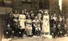 An unidentified group in costume, possibly a Sunday School or Church outing