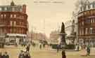 View: p01391 Town Hall Square looking towards (centre) Fargate and Barkers Pool showing (left) J. Lyons and Co. Ltd., dining and tea rooms, (centre) the Queen Victoria Monument and (right) Wilson Peck, Nos. 66 - 70 Leopold Street