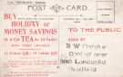 Advertising postcard for tea sold by R. W. Fletcher, confectioners, No. 360 London Road