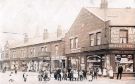 Shops on Staniforth Road showing (r. to l.) No. 648 Appleton's cash drug and Medical stores, High Hazels Pharmacy, No. 646 New Century Meat Co., butchers and No. 644 Hunters Ltd., tea stores