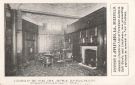 Advertising postcard for Johnson and Appleyards Ltd., cabinet makers and upholsterers, Leopold Street and Fargate showing a corner of the smoke room of the Sheffield Conservative Club