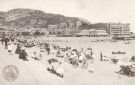 Advertising postcard for the London and North Western Railway (LNER) showing beach at Llandudno, North Wales