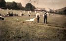 Unidentified cricket ground and pavilion and bowls match, possibly off Abbeydale Road South