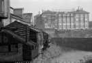 River Don showing (left) the former Samuel Osborn and Co., steel manufacturers, Clyde Steel Works, Blonk Street and (centre) the Royal Victoria Hotel, mid 1970s 