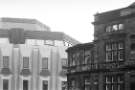 View from the Peace Gardens of (left) the Town Hall extension (also known as the Egg Box (Eggbox)) and (right) Liverpool Victoria Friendly Society, St. Paul's Chambers, St. Paul's Parade