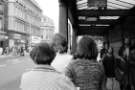 Bus shelter on Pinstone Street looking towards Wilson Peck, Beethoven House Bus shelter on Pinstone Street looking towards Wilson Peck, Beethoven House