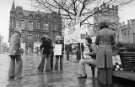 Women's Voice Group protest, Church Street showing (top left) the Gladstone Buildings, offices and (right) Sheffield Cathedral, 1970s Women's Voice Group protest, Church Street showing (top left) the Gladstone Buildings, offices and (right) Sheffield Cathedral, 1970s