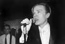 Martin Fry, lead singer of pop group ABC on stage at Sheffield nightclub, Penny's, [Eyre Street]