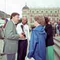 BBC Radio Sheffield, during the World Student Games showing (centre) Rony Robinson interviewing (left) Councillor Clive Betts