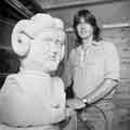 Andrew Vickers, stone carver with 'Stoneface' sculpture