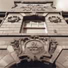 Carved detail above the doorway of the File Smiths Arms public house Carved detail above the doorway of the File Smiths Arms public house
