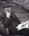 Elderly Sheffield man reading a newspaper Elderly Sheffield man reading a newspaper
