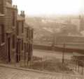 View of Granville Street and footbridge over Sheffield Midland railway station View of Granville Street and footbridge over Sheffield Midland railway station