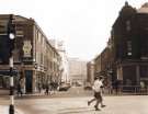 Junction of Norfolk Street and Surrey Street showing (left) No. 117 Hibbert Bros., fine art dealers and (centre) Central Library and Owen Building, Sheffield Polytechnic