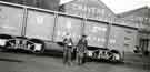 Gordon Avery (left) and Billy Gauntley (right) outside Cravens Ltd., rolling stock manufacturers, Acres Hill Lane 
