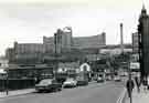 Lower part of Commercial Street showing (left) Turners Tool Stores, Sheaf Street and (top left) Hyde Park Flats