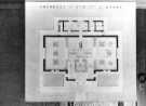 View: s46593 Architects drawing of a 'Proposed District Library' at the Town Planning Exhibition, 19th July - 31th August, 1945, No. 3 Gallery, Graves Art Gallery, Surrey Street