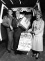 Lord Mayor, Councillor Roy Munn (centre) and Lady Mayoress, Mrs Jean Munn (right) filling a van with aid for Esteli, Nicaragua organised by the charity War on Want