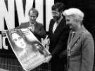 Councillor David Brown (1st left), David 'Dave' Godin (centre) and Lady Mayoress, Mrs Kathleen Jones, JP. (right) at the opening of the Anvil Civic Cinema (formerly The Cineplex), No. 21 Charter Square