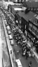 View from Cole Brothers roof of Health Service protest marchers on Cambridge Street passing (right) No. 16 the Nameless restaurant