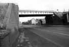 View: s46982 West Tinsley Railway Bridge (built 1900), Sheffield Road, Tinsley looking towards Edgar Allens Co. Ltd., steel makers and engineers