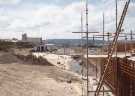 Construction of Nunnery Supertram Depot, off Woodbourn Road with (back left) Hyde Park Flats 