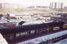 View: sypte00552 South Yorkshire Passenger Transport Executive (SYPTE). Pond Street bus station showing (centre) Sheaf Valley baths and Sheffield Midland railway station, (back left) Park Hill flats and (back right) Claywood Flats