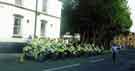 Police motorbikes on Leeds Road prior to the Olympics 2012 torch procession
