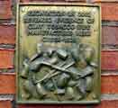 Plaque commemorating archaeological excavations which revealed a clay pipe manufacture at Riverside Exchange. 