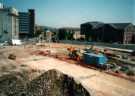 Site of former Sheaf and Setts Markets showing (back right) the Terminal Warehouse, Canal Basin