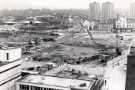 Moorfoot from roof of John Atkinson Ltd., showing (centre) construction of Manpower Services Commission and (top right) Lansdowne Flats