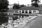 Crookes Valley Park boating lake and boat house showing (top left) Crookesmoor House