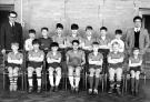Football team, Whitby Road Junior School at Acres Hill school hall