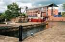 Victoria Quays / Canal Basin, Sheffield and South Yorkshire Navigation showing the locks and Basin Masters Office in front of Navigation House