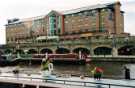 Victoria Quays showing Hilton Hotel with narrowboats in the Canal Basin