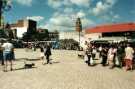 Market stalls on Tudor Square showing (right) the Crucible Theatre Market stalls on Tudor Square showing (right) the Crucible Theatre