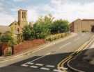 Junction of (centre) Hollis Croft and (foreground) Solly Street showing (left) St. Vincent's Roman Catholic Church, Solly Street