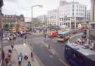 Haymarket looking towards the junction with (centre right) High Street, (centre left) Commercial Street and (top centre) Fitzalan Square showing (top right) Marples Hotel and (top left) the General Post Office