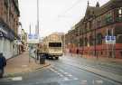 Glossop Road at junction of (bottom left) Gell Street showing (right) Somme Barracks and (left) National Westminster Bank, No. 243 Glossop Road