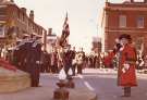 Lord Mayor, Alderman Harold Hebblethwaite taking the salute at the Armistice Day commemorations, Barkers Pool looking towards (centre) Division Street Lord Mayor, Alderman Harold Hebblethwaite taking the salute at the Armistice Day commemorations, Barkers Pool looking towards (centre) Division Street