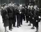 View: u11205 Visit by the Lord Mayor Alderman Charles Josiah Mitchell to inspect National Fire Service firemen and firewomen, Division Street Fire Station c.1941