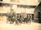 View: u11211 City of Sheffield Fire Brigade. Firemen aboard horse drawn fire engines, Rockingham Street Fire Station