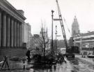 View: u11613 Tree planting in Barkers Pool showing (right) the Gaumont Cinema, (centre) Cinema House and (left) the City Hall