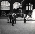 Children in the playground, Walkley Nursery, Infant and Junior School, Greaves Street (latterly Burnaby Crescent) 