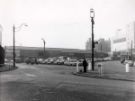 Junction of Broad Street and Exchange Street, showing (left) Castlefolds wholesale market and (right) the rear of F. W. Woolworth building