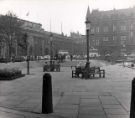 View: u11680 Cathedral forecourt showing (left) Cutler's Hall, Church Street and (top right) Gladstone Buildings, St. James Row