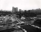 View of the junction of (foreground) Fitzwilliam Street and (centre) Wellington Street showing (top centre) Telephone House and Redvers House and (centre) Washington public house, No. 79 Fitzwilliam Street