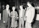 Group at unidentified event in Town Hall showing (l. to r.) Lord Mayor, Councillor Roy Munn, Lord Mayor; Lady Mayoress, Mrs Jean Munn; Councillor David Brown and Keith Crawshaw, Sheffield City Libraries