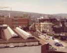 View from Castle Market, Castlegate of construction of (centre left) Law Courts, Waingate showing (centre right) Ladys Bridge Hotel and Tennant Brothers Ltd., Exchange Brewery View from Castle Market, Castlegate of construction of (centre left) Law Courts, Waingate showing (centre right) Ladys Bridge Hotel and Tennant Brothers Ltd., Exchange Brewery