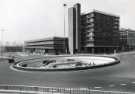View: u12987 Furnival Square and underpass and Furnival Gate roundabout showing (left) the Eyre Street multi storey car park and (right) Furnival House offices